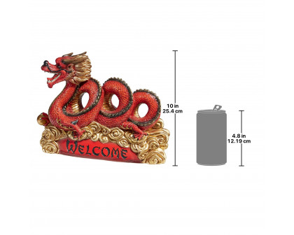 Toscano - Asian Zen Dragon Garden Welcome Sign Statue