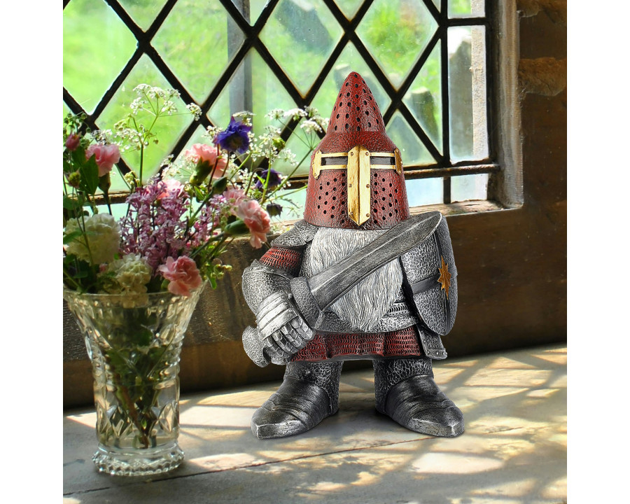 Toscano - The Knight of the Round Mushroom Medieval Garden Gnome Warrior Statue