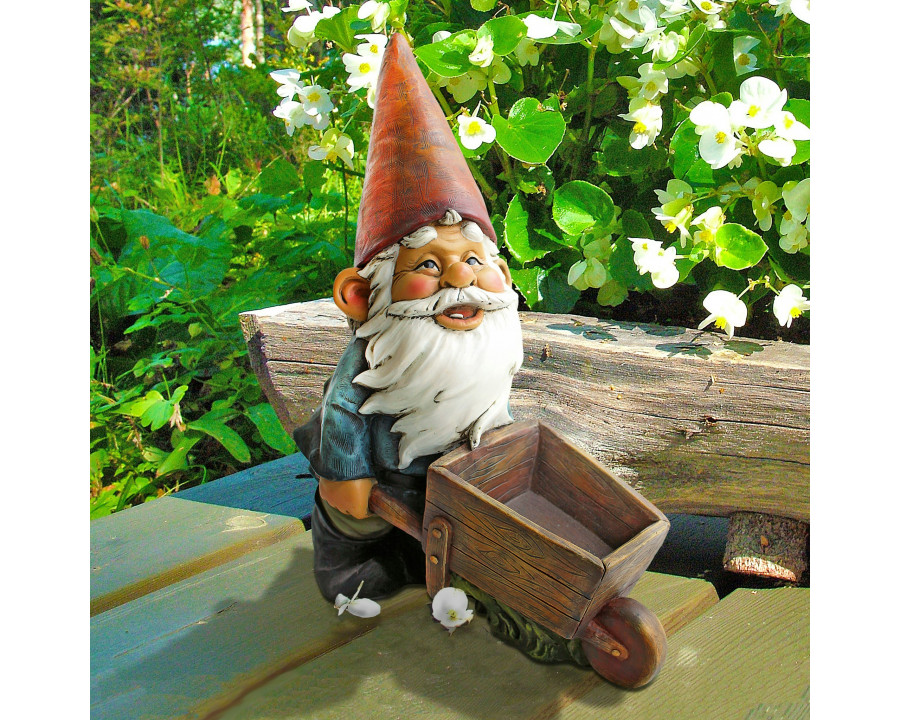 Toscano - Wheelbarrow Willie Garden Gnome Statue