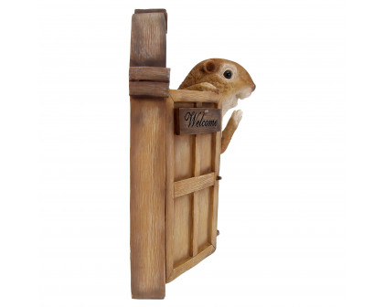 Toscano - Garden Greetings Squirrel Welcome Sign Tree House Door Sculpture