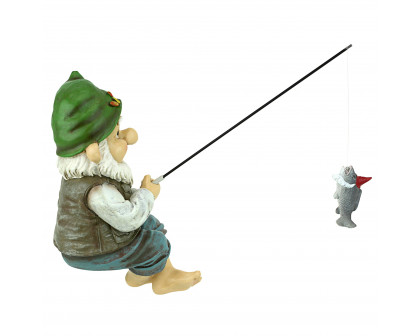 Toscano - Ziggy the Fishing Gnome Garden Sitter Statue