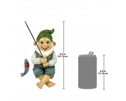 Toscano - Ziggy the Fishing Gnome Garden Sitter Statue