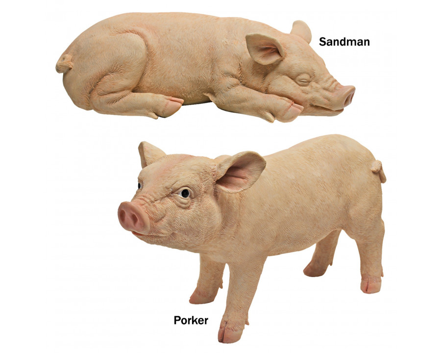 Toscano - Set of 2 Sandman and Porkerthe Piggies Garden Statues