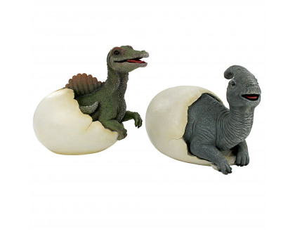 Toscano - Set of 2 Prehistoric Dinosaur Egg Hatchling Garden Statues