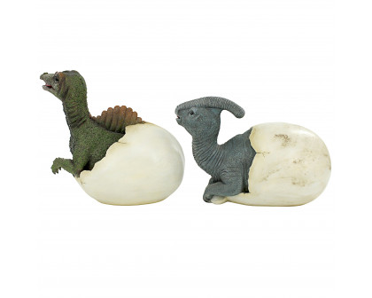 Toscano - Set of 2 Prehistoric Dinosaur Egg Hatchling Garden Statues