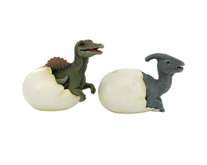 Toscano - Set of 2 Prehistoric Dinosaur Egg Hatchling Garden Statues