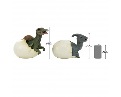 Toscano - Set of 2 Prehistoric Dinosaur Egg Hatchling Garden Statues