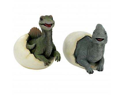 Toscano - Set of 2 Prehistoric Dinosaur Egg Hatchling Garden Statues