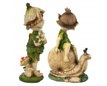 Toscano - Set of 2 Pixie Pete Elfin Gnome Garden Statues