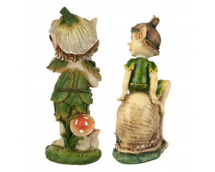 Toscano - Set of 2 Pixie Pete Elfin Gnome Garden Statues