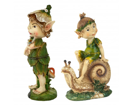 Toscano - Set of 2 Pixie Pete Elfin Gnome Garden Statues