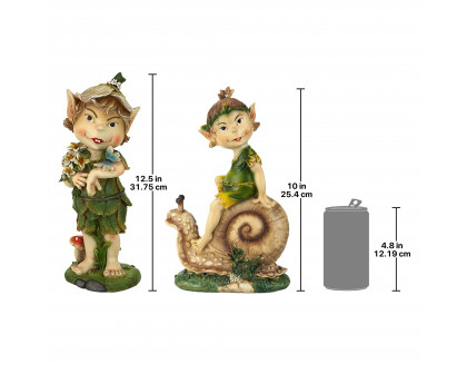 Toscano - Set of 2 Pixie Pete Elfin Gnome Garden Statues