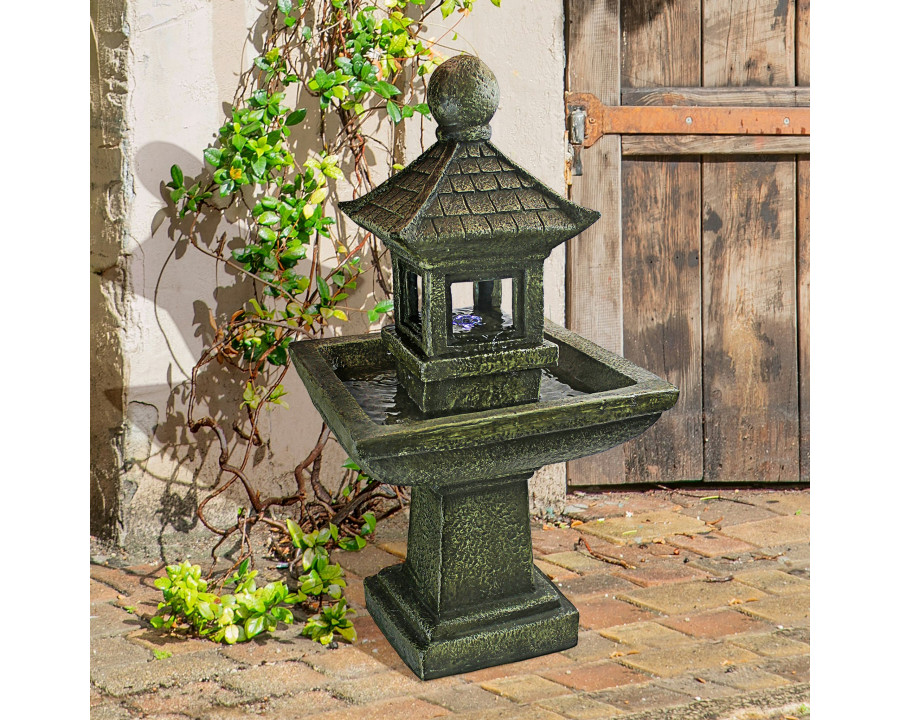 Toscano - Sacred Space Pagoda Illuminated Garden Fountain