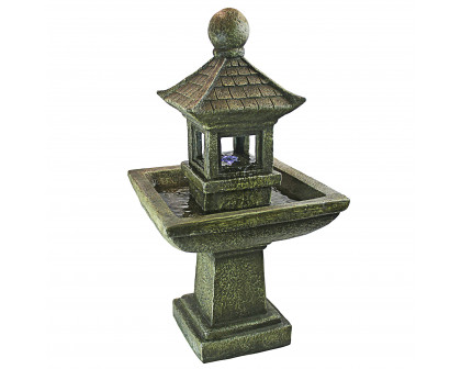 Toscano - Sacred Space Pagoda Illuminated Garden Fountain