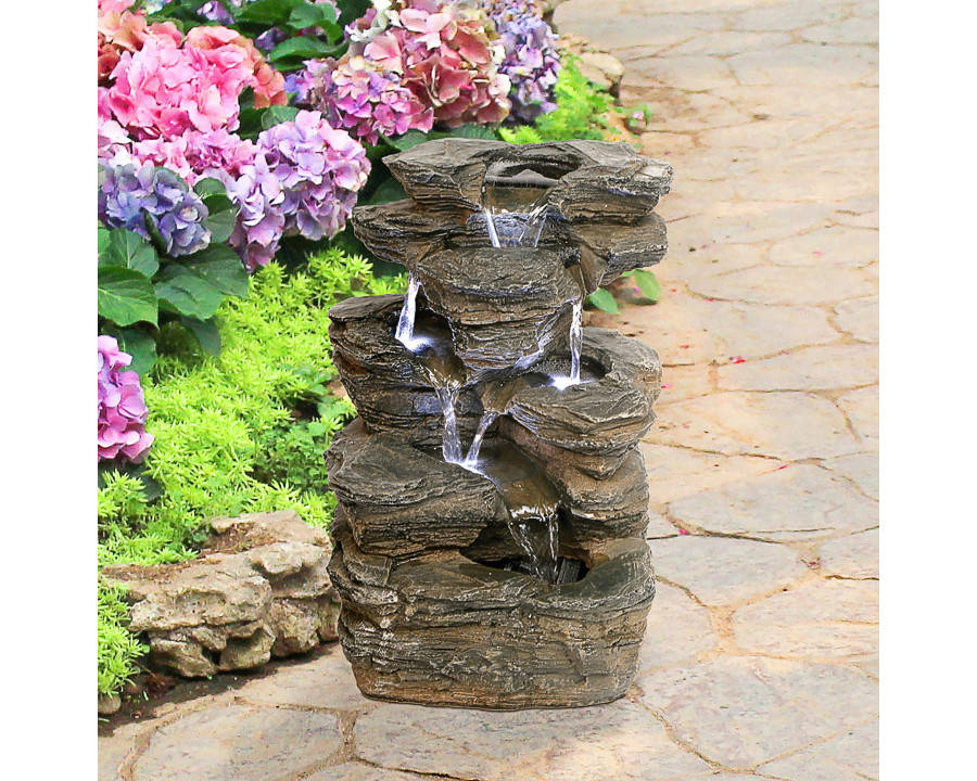 Toscano - Devil Thumb Falls Illuminated Garden Fountain