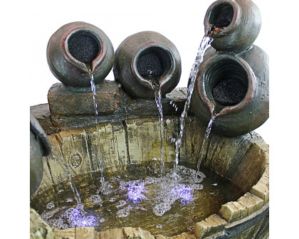 Toscano - Urns and Barrel Cascading Waterfall Illuminated Garden Fountain