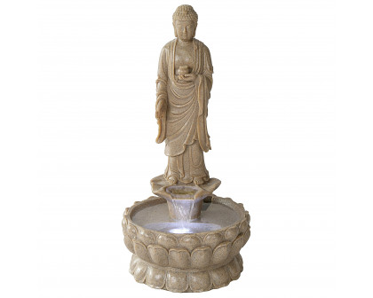 Toscano - Earth Witness Buddha Illuminated Garden Fountain