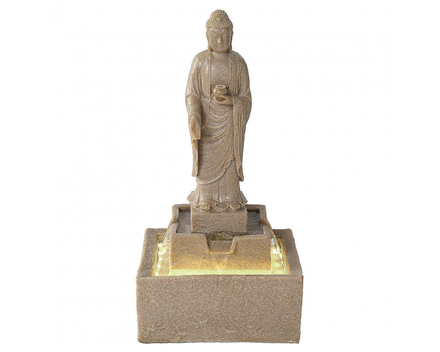 Toscano Earth Witness Buddha Illuminated Medium Garden Fountain