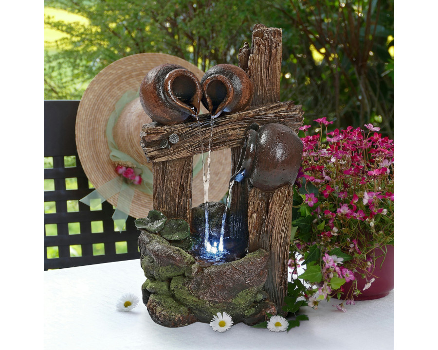 Toscano - The Cascading Urns of Ravello Illuminated Garden Fountain