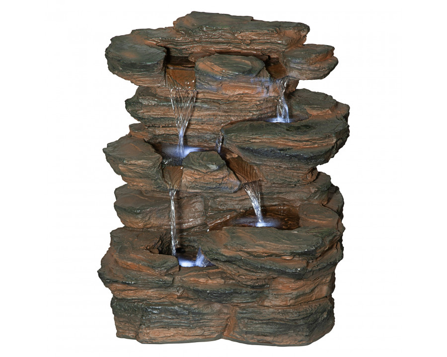 Toscano - Ramrod Bluffs Cascading Waterfall Illuminated Tabletop Fountain