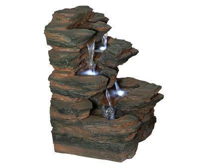 Toscano - Ramrod Bluffs Cascading Waterfall Illuminated Tabletop Fountain