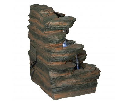 Toscano - Ramrod Bluffs Cascading Waterfall Illuminated Tabletop Fountain