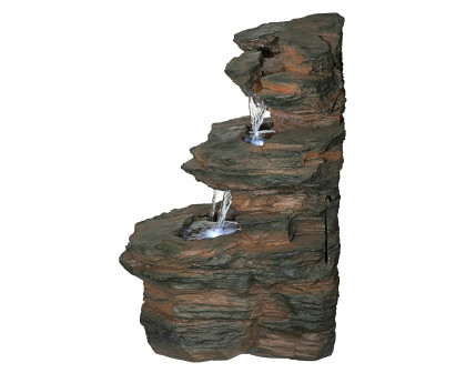 Toscano - Ramrod Bluffs Cascading Waterfall Illuminated Tabletop Fountain