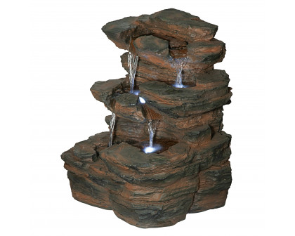 Toscano - Ramrod Bluffs Cascading Waterfall Illuminated Tabletop Fountain