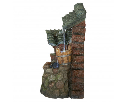 Toscano - Cottage in the Forest Cascading Waterfall Illuminated Tabletop Fountain