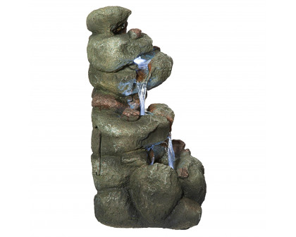 Toscano - Rocky Range Pass Cascading Waterfall Illuminated Tabletop Fountain