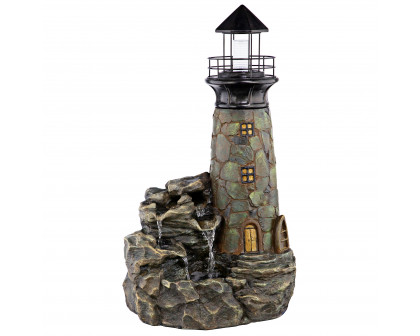 Toscano - Seaside Lighthouse LED Illuminated Cascading Garden Fountain