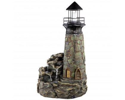 Toscano - Seaside Lighthouse LED Illuminated Cascading Garden Fountain