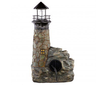 Toscano - Seaside Lighthouse LED Illuminated Cascading Garden Fountain