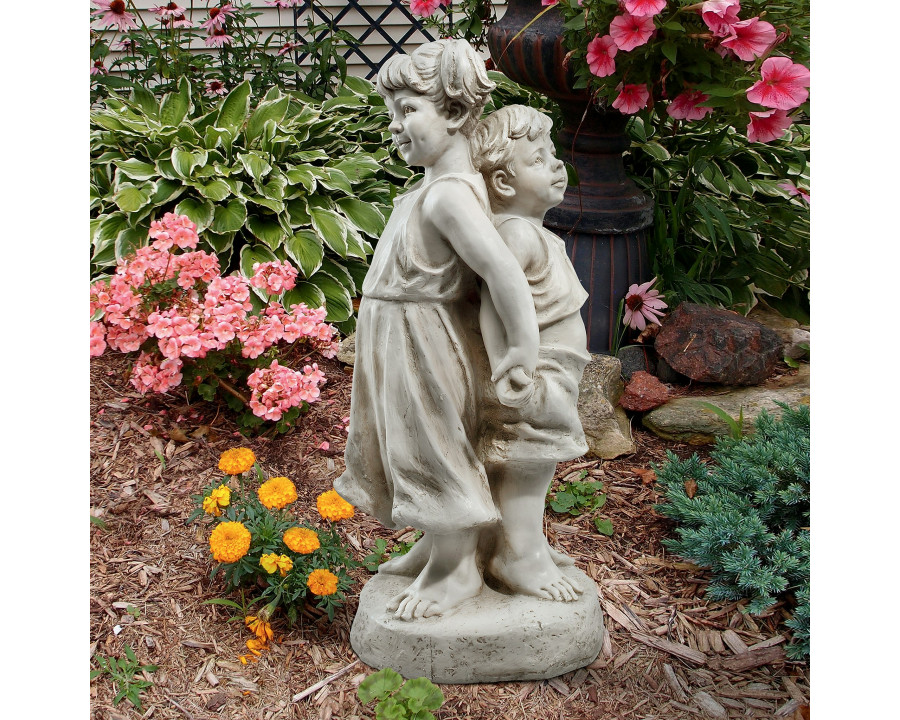 Toscano - Back to Back Brother and Sister Garden Children Statue