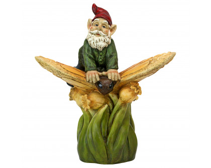 Toscano - On a Butterfly Back Garden Gnome Statue