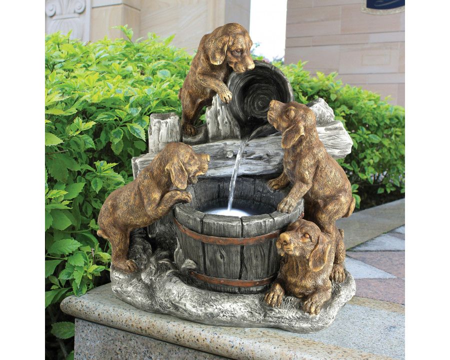 Toscano - Puppy Pail Pour Garden Fountain