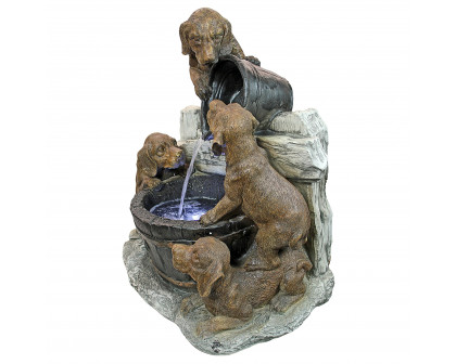 Toscano - Puppy Pail Pour Garden Fountain