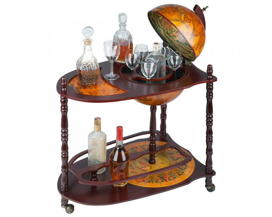 Toscano - Old World Extended Shelf Italian Replica Globe Bar Cart