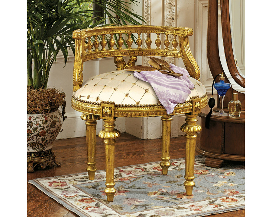 Toscano - French Mademoiselle Cezanne Slipper Chair in Gold Leaf, Faux Leather