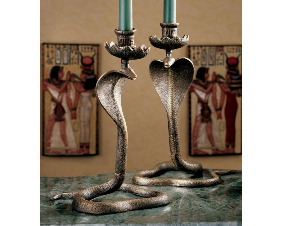 Toscano - Uraeus Royal Egyptian Cobra Foundry Candlestick