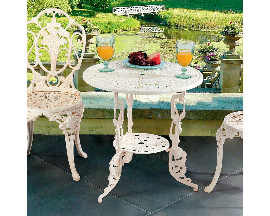 Toscano - Villa Ravello Rose Garden Table in Ancient Ivory, Iron