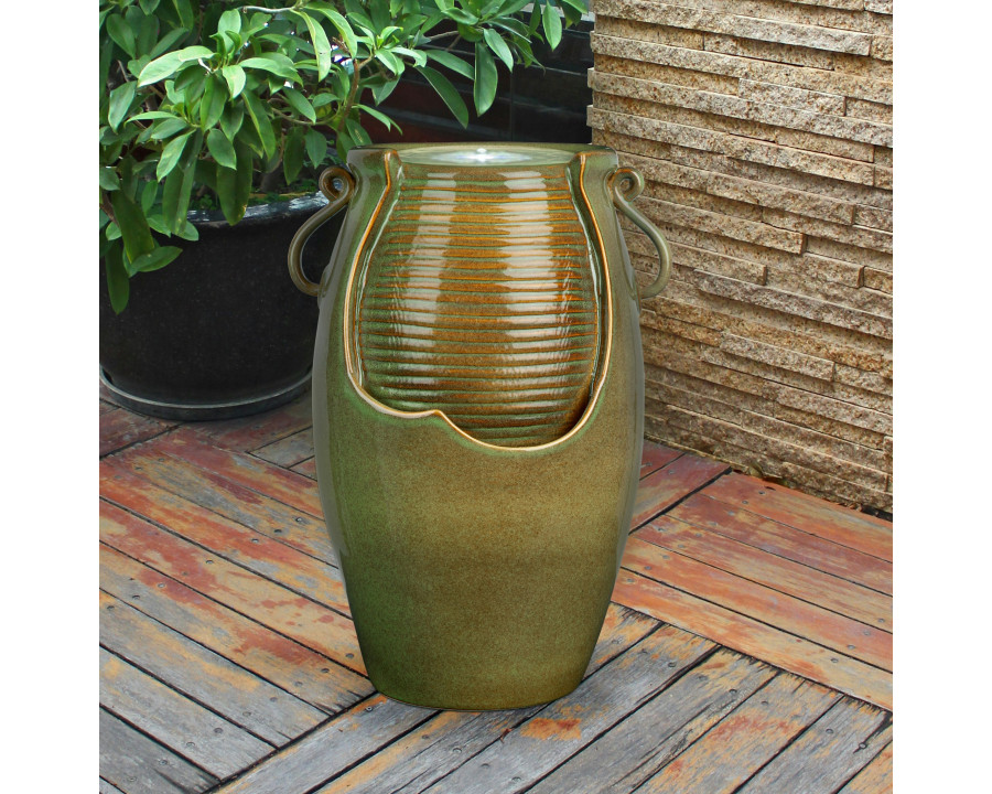 Toscano - Ceramic Rippling Jar Garden Fountain