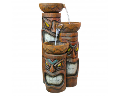 Toscano - Cascading Aloha Tiki Three-Bowl Garden Fountain