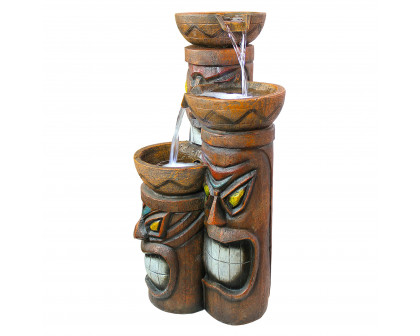 Toscano - Cascading Aloha Tiki Three-Bowl Garden Fountain