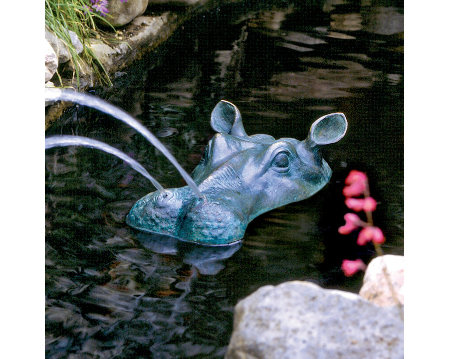 Toscano - Spitting Hippo Head Garden Statue