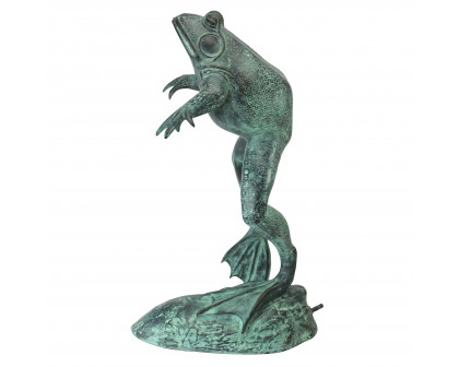 Toscano LeapingSpitting Frog Garden Statue - Green Verdigris