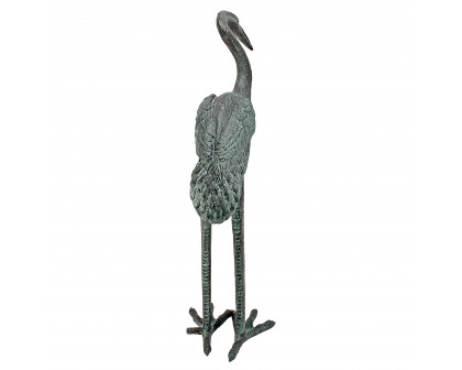 Toscano Small Crane Piped Garden Statue - Curved Neck