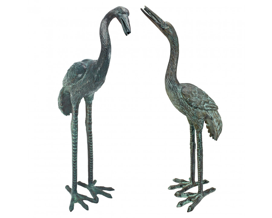 Toscano - Set of 2 Small Crane Piped Garden Statues