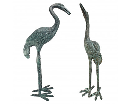 Toscano - Set of 2 Small Crane Piped Garden Statues