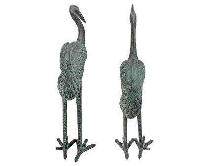 Toscano - Set of 2 Small Crane Piped Garden Statues